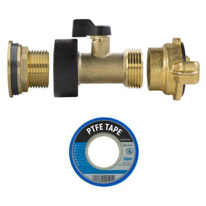 3/4’’ Brass Water Butt Set with Shut-Off Valve, Geka Connector & Drill Bit