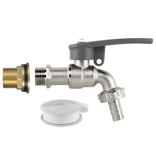Brass Water Butt Set ¾″ with Side-Locking Lever Tap and Hose Connector
