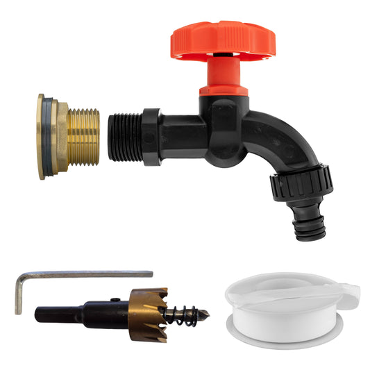 3/4" Brass Water Butt Set with Black Rotary Tap & Drill Bit