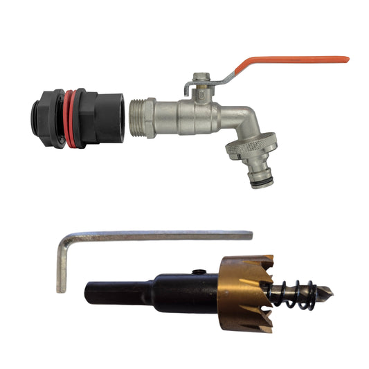 Water Butt Connection Kit ½" with Snap-Fit Lever Tap & Drill Bit