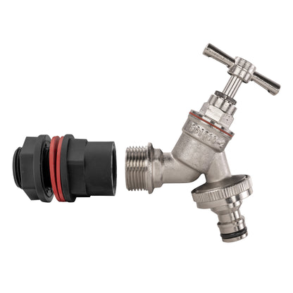 ½" Water Butt Set with Nickel-Plated Tap & Quick-Connect Outlet + Drill Bit