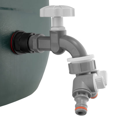½" Water Butt Set with Grey Dial Tap & Dual Outlet Splitter