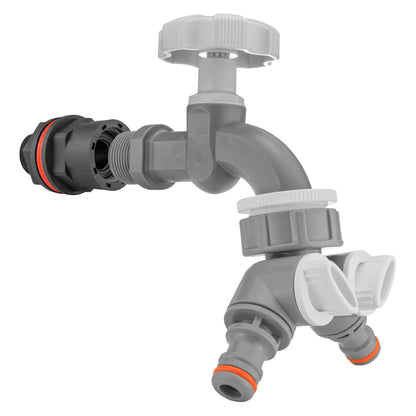 ½" Water Butt Set with Grey Dial Tap & Dual Outlet Splitter