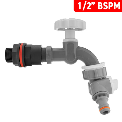 ½" Water Butt Set with Grey Dial Tap & Dual Outlet Splitter