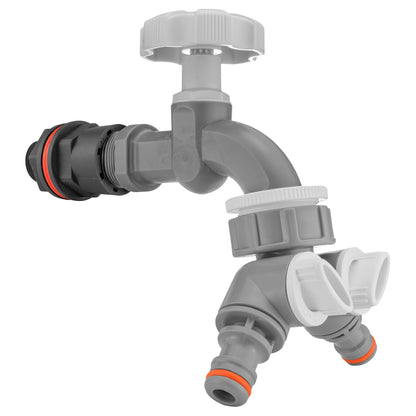 ½" Water Butt Set with Grey Dial Tap & Dual Outlet Splitter