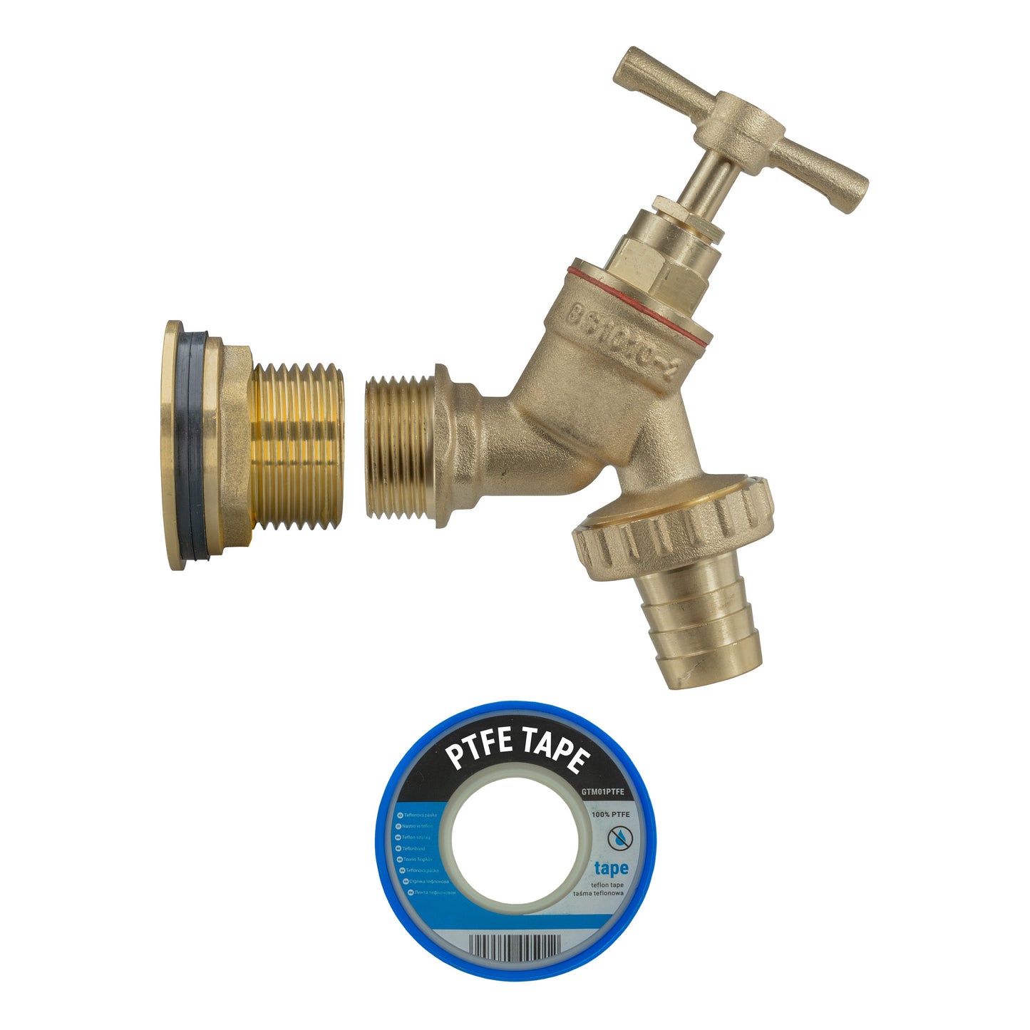 1" Brass Water Butt Set with Barbed Brass Tap & Hole Saw Drill Bit