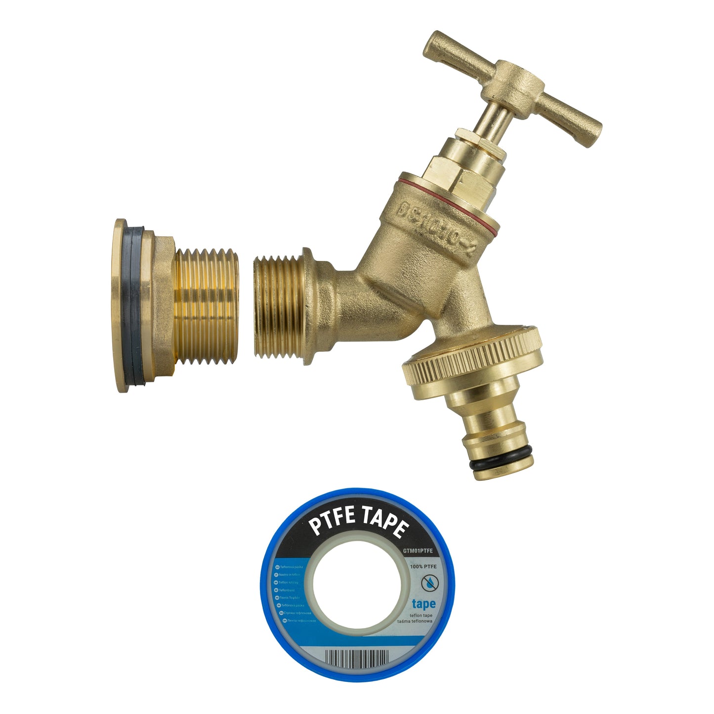 1" Water Butt Fitting Set with Brass Click-Lock Tap and Hole Saw Bit