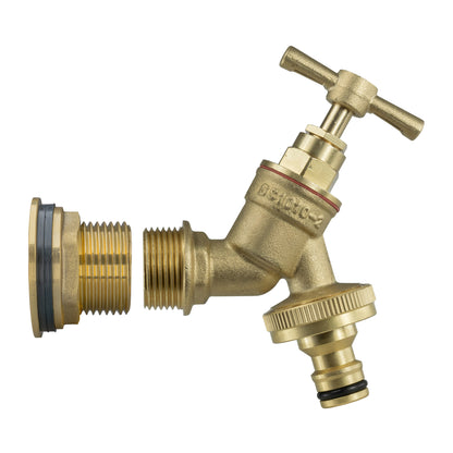 1" Water Butt Fitting Set with Brass Click-Lock Tap and Hole Saw Bit