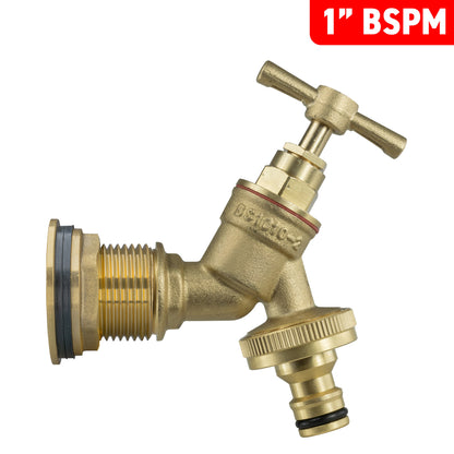 1" Water Butt Fitting Set with Brass Click-Lock Tap and Hole Saw Bit