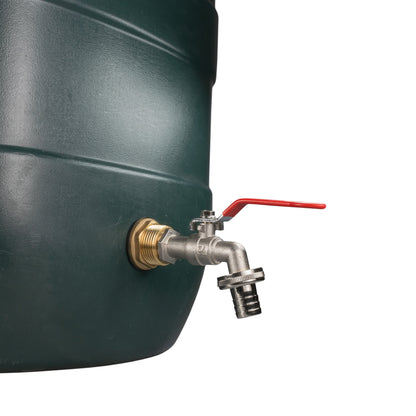 1" Brass Water Butt Fitting Set with Hose Barb Lever Tap & Hole Saw