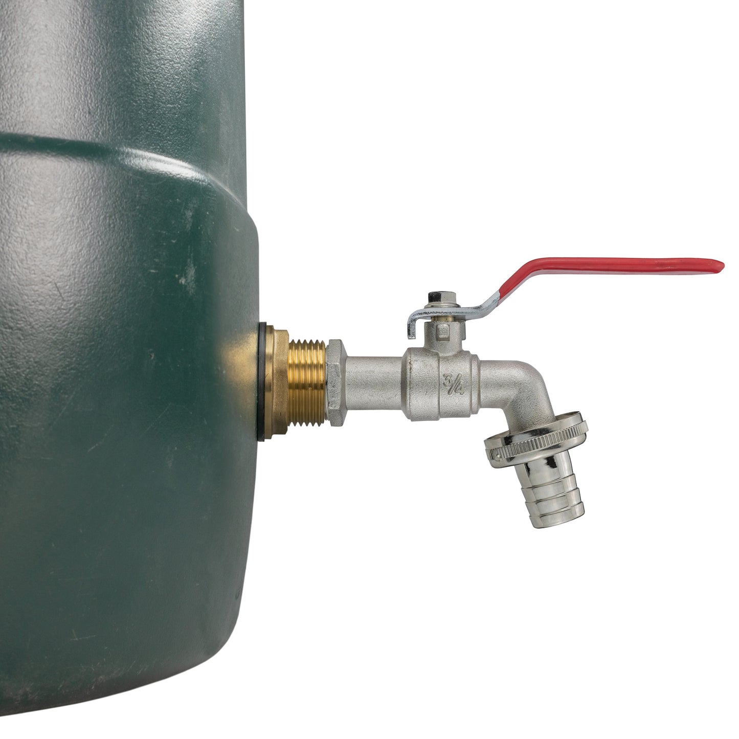 1" Brass Water Butt Fitting Set with Hose Barb Lever Tap & Hole Saw