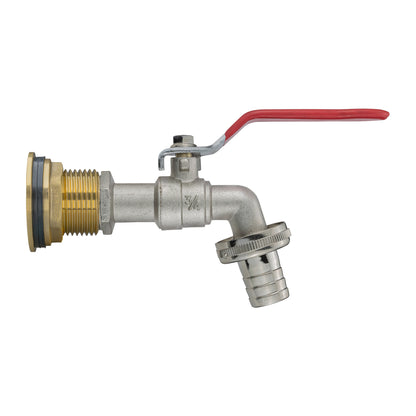 1" Brass Water Butt Fitting Set with Hose Barb Lever Tap & Hole Saw