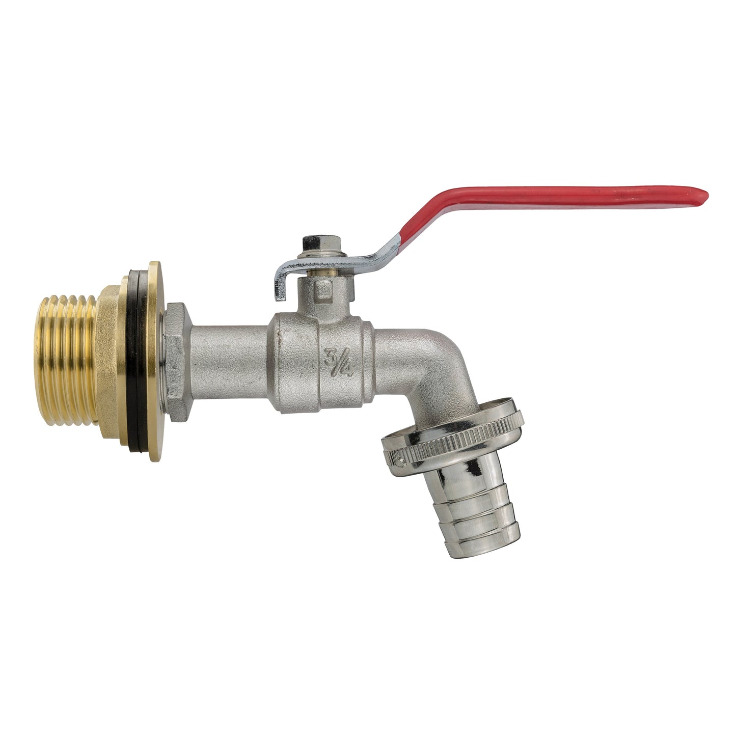 1" Brass Water Butt Fitting Set with Hose Barb Lever Tap & Hole Saw
