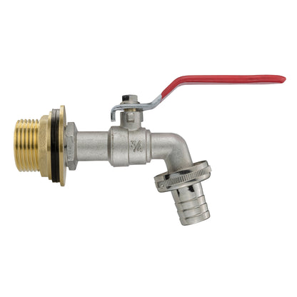 1" Brass Water Butt Fitting Set with Hose Barb Lever Tap & Hole Saw