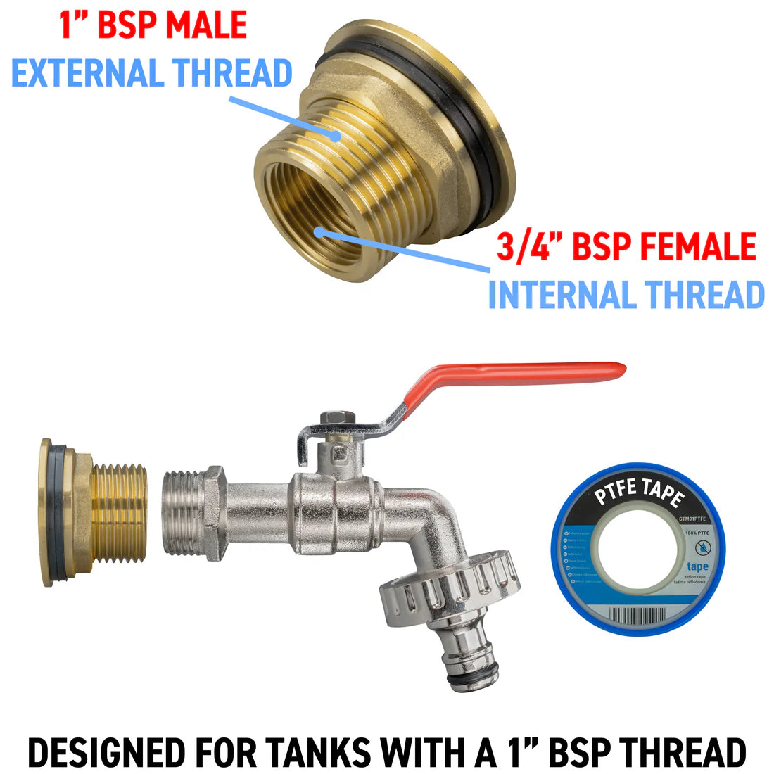 Brass Garden Tap Water Butt Replacement Bib Tap Lever Hose Barb Quick Fit