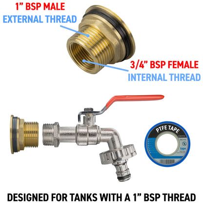 1" Brass Water Butt Set with Lever-Operated Quick Connect Tap & Hole Saw
