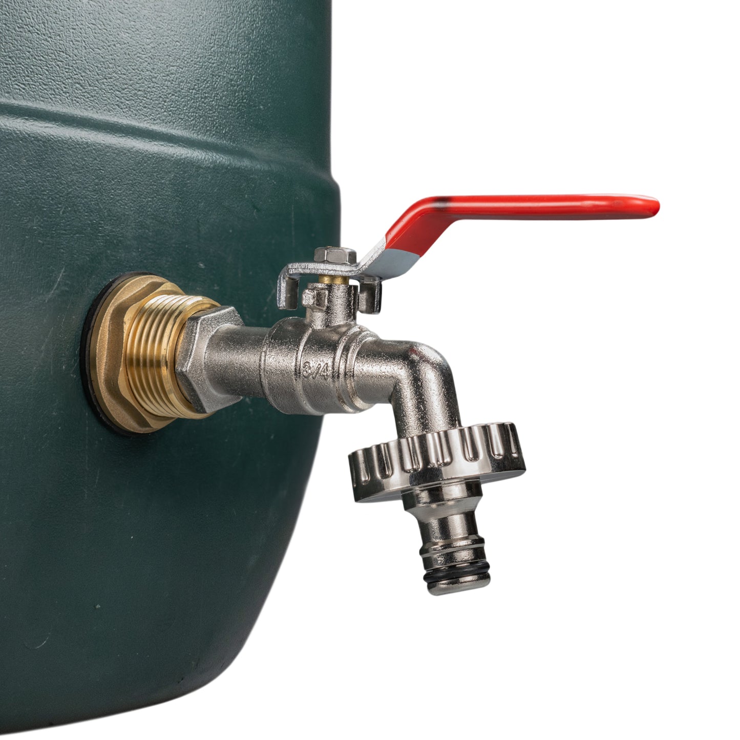 1" Brass Water Butt Set with Lever-Operated Quick Connect Tap & Hole Saw