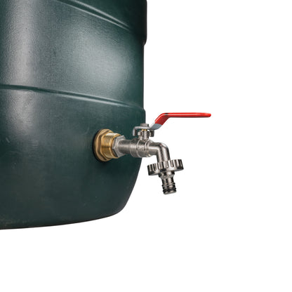 1" Brass Water Butt Set with Lever-Operated Quick Connect Tap & Hole Saw