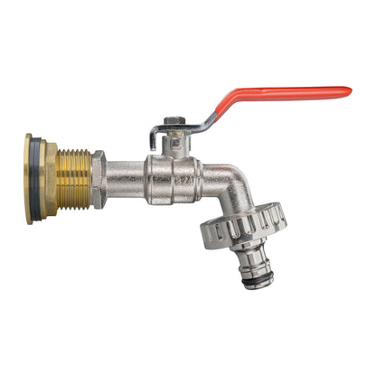 1" Brass Water Butt Set with Lever-Operated Quick Connect Tap & Hole Saw