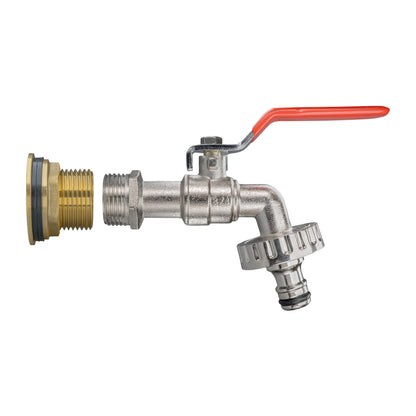 1" Brass Water Butt Set with Lever-Operated Quick Connect Tap & Hole Saw