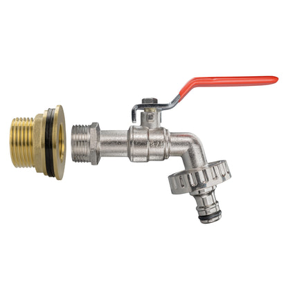 1" Brass Water Butt Set with Lever-Operated Quick Connect Tap & Hole Saw