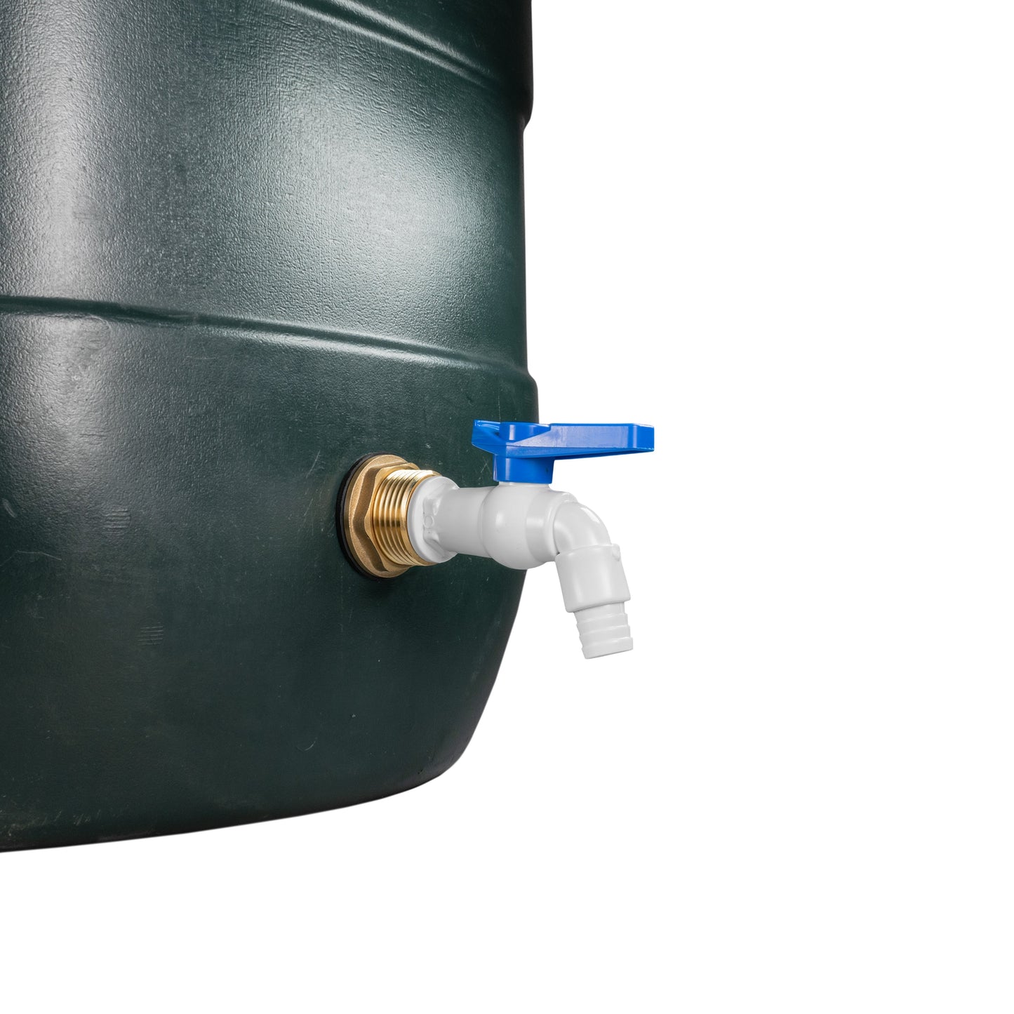 1" Water Butt Brass Fitting Set with White Plastic Tap & Drill Bit