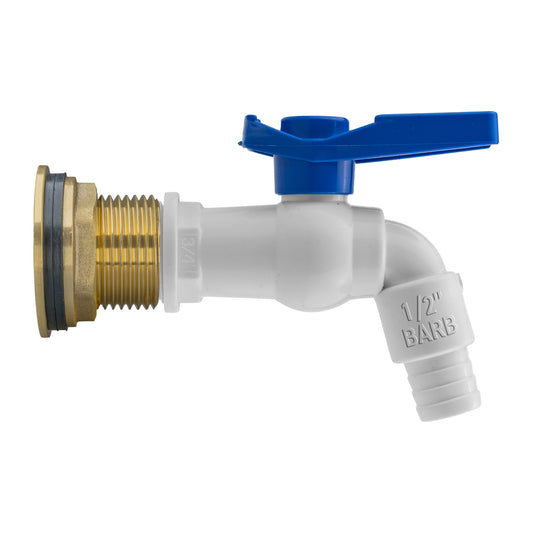 1” Water Butt Brass Set Including White PVC Garden Tap