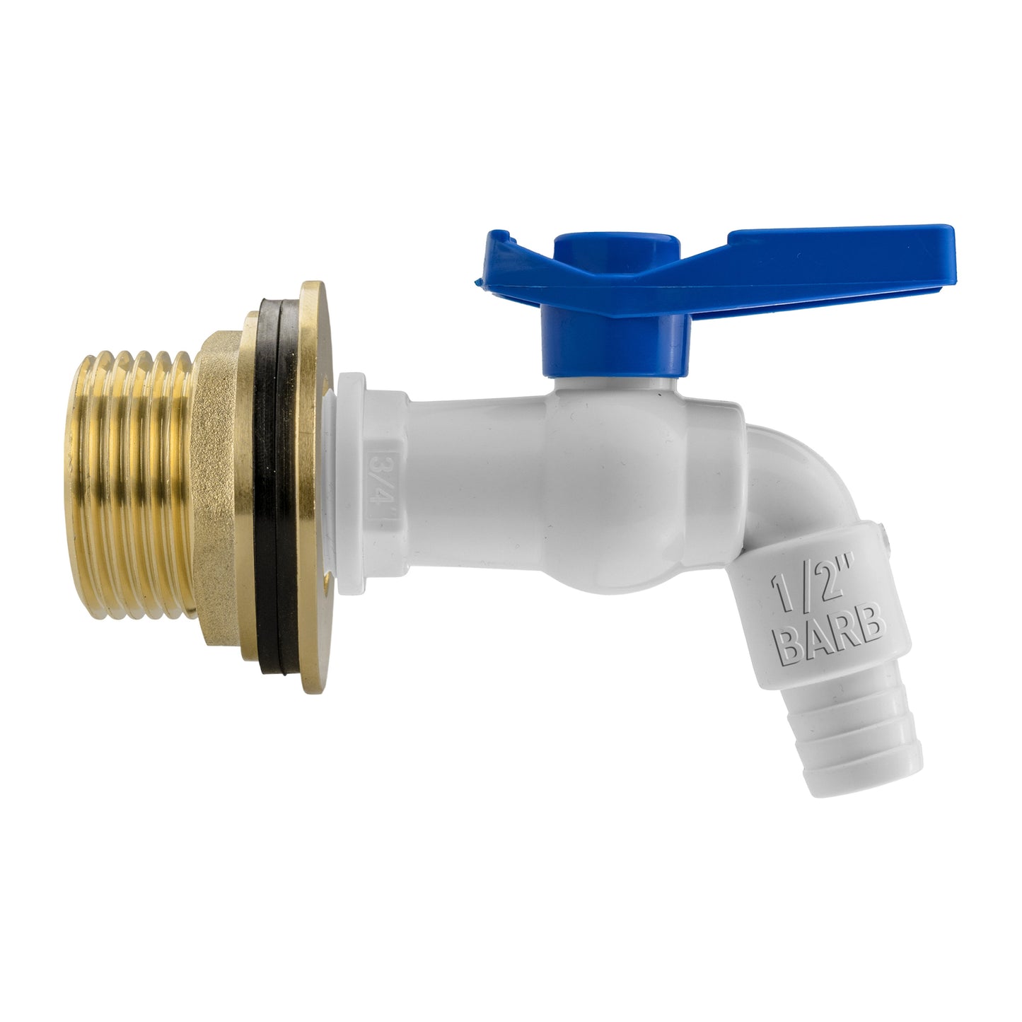 1" Water Butt Brass Fitting Set with White Plastic Tap & Drill Bit