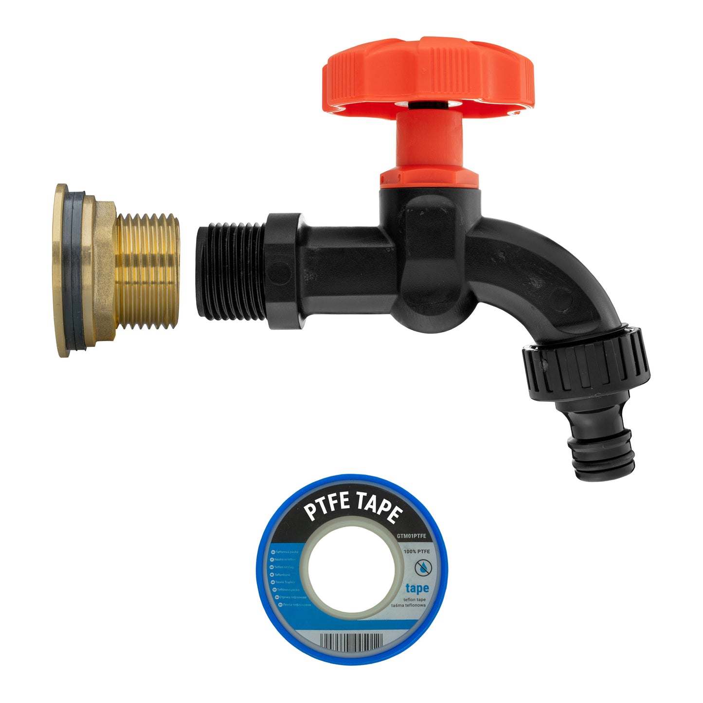 1’’ Water Butt Brass Set with Black Garden Tap & Hole Saw Cutter