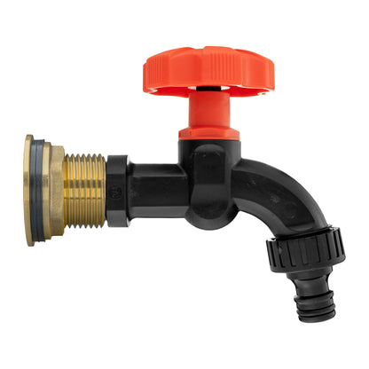 1’’ Water Butt Brass Set with Black Garden Tap & Hole Saw Cutter