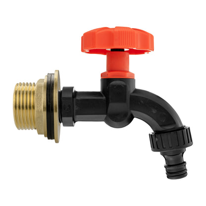 1’’ Water Butt Brass Set with Black Garden Tap & Hole Saw Cutter