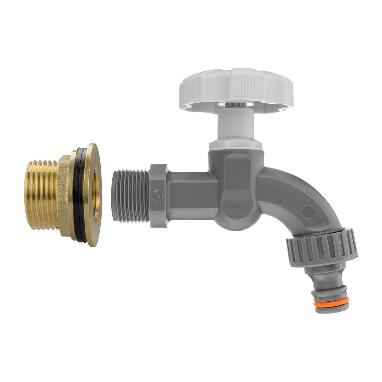 1’’ Water Butt Brass Set with Grey Garden Tap & Hole Saw Cutter