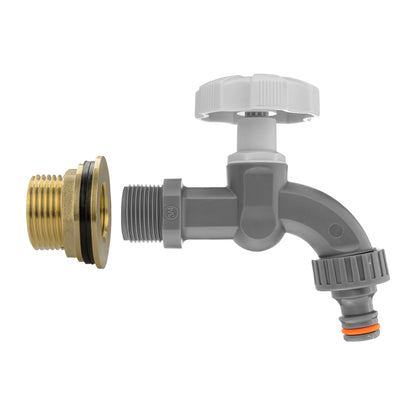 1’’ Water Butt Brass Set with Grey Garden Tap & Hole Saw Cutter