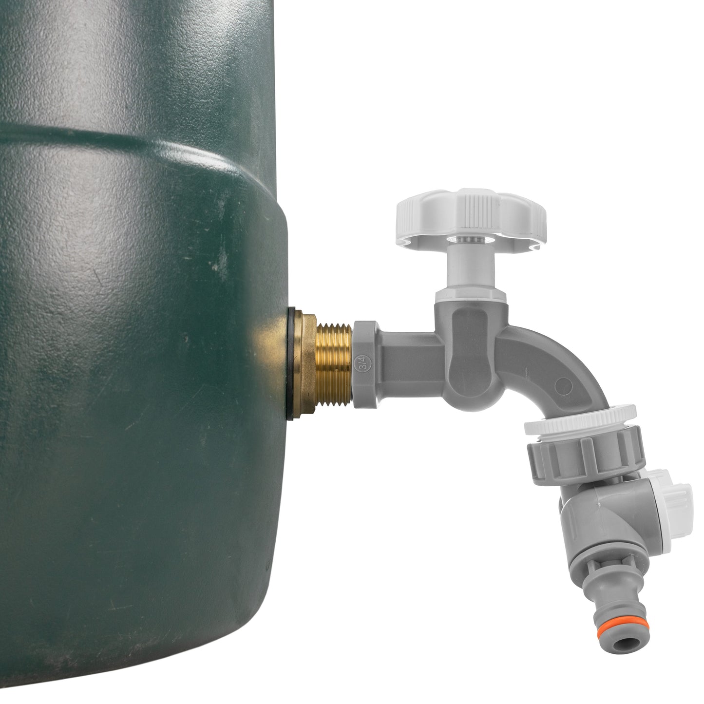 1’’ Water Butt Brass Set with Grey Dial Tap, Dual Outlet Splitter & Drill Bit