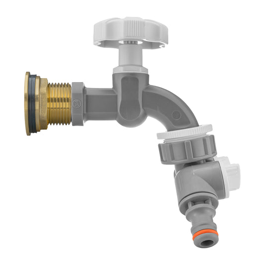 1” Water Butt Brass Set Including Grey Dial Tap & Dual Outlet Splitter