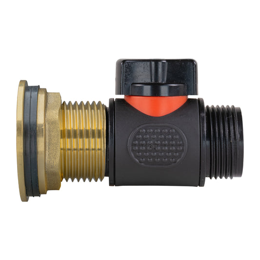 1" Brass Water Butt Set Including 3/4" BSP Inline Valve