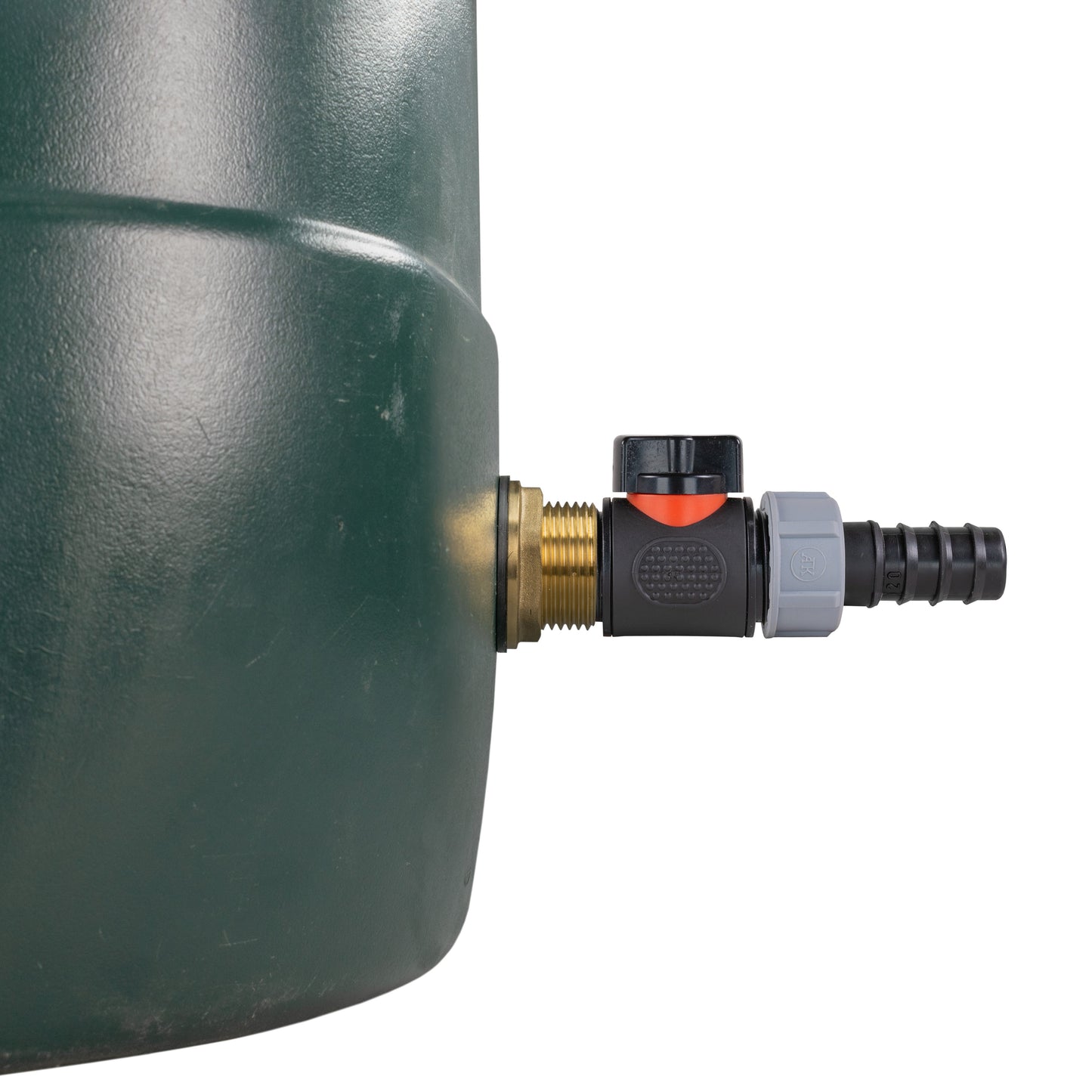 1" Brass Water Butt Set Including Inline Valve & 20mm Barb Connector