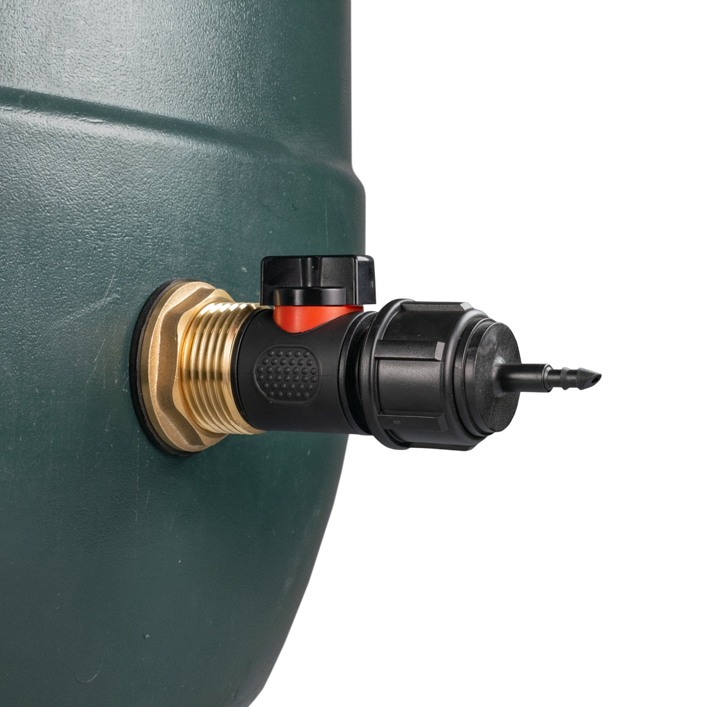 1" Brass Water Butt Set with In-Line Valve, 4mm Hose Barb & Drill Bit