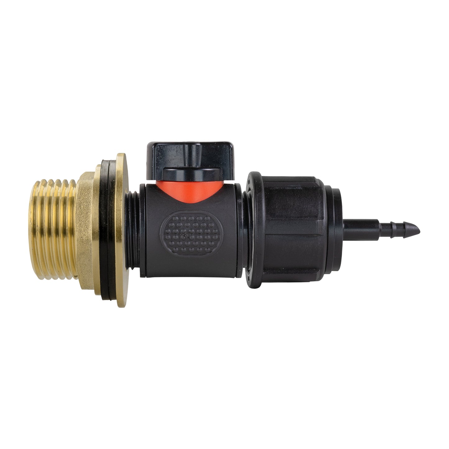1" Brass Water Butt Set with In-Line Valve, 4mm Hose Barb & Drill Bit