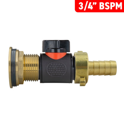 1" Water Butt Brass Set with In-Line Valve, 1/2" Hose Tail and Hole Saw