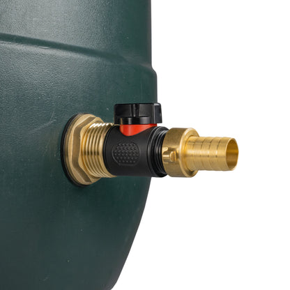1" Brass Water Butt Set Including Inline Valve & ¾" Brass Barb Connector