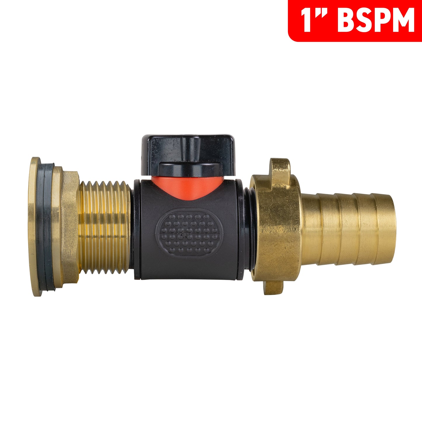 1" Brass Water Butt Set Including Inline Valve & ¾" Brass Barb Connector