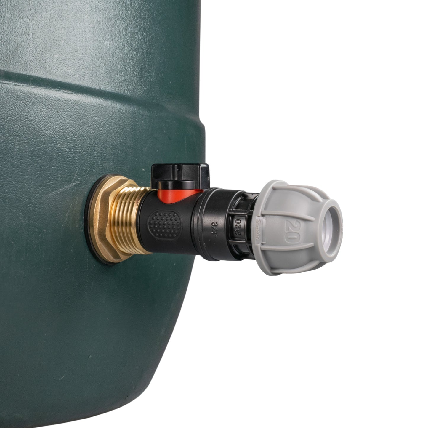 1" Brass Water Butt Set with In-Line Valve, 20mm MDPE Connector and Hole Saw Cutter