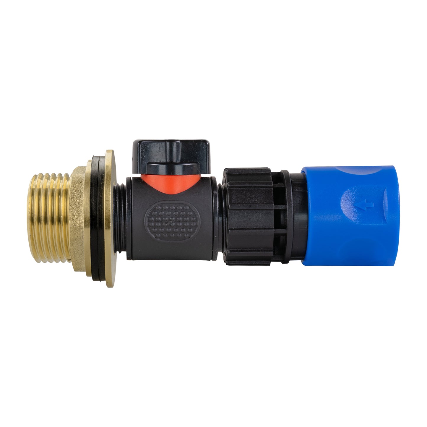 1" Brass Water Butt Fitting Set with In-Line Valve, Blue Female Quick Connector & Drill Bit