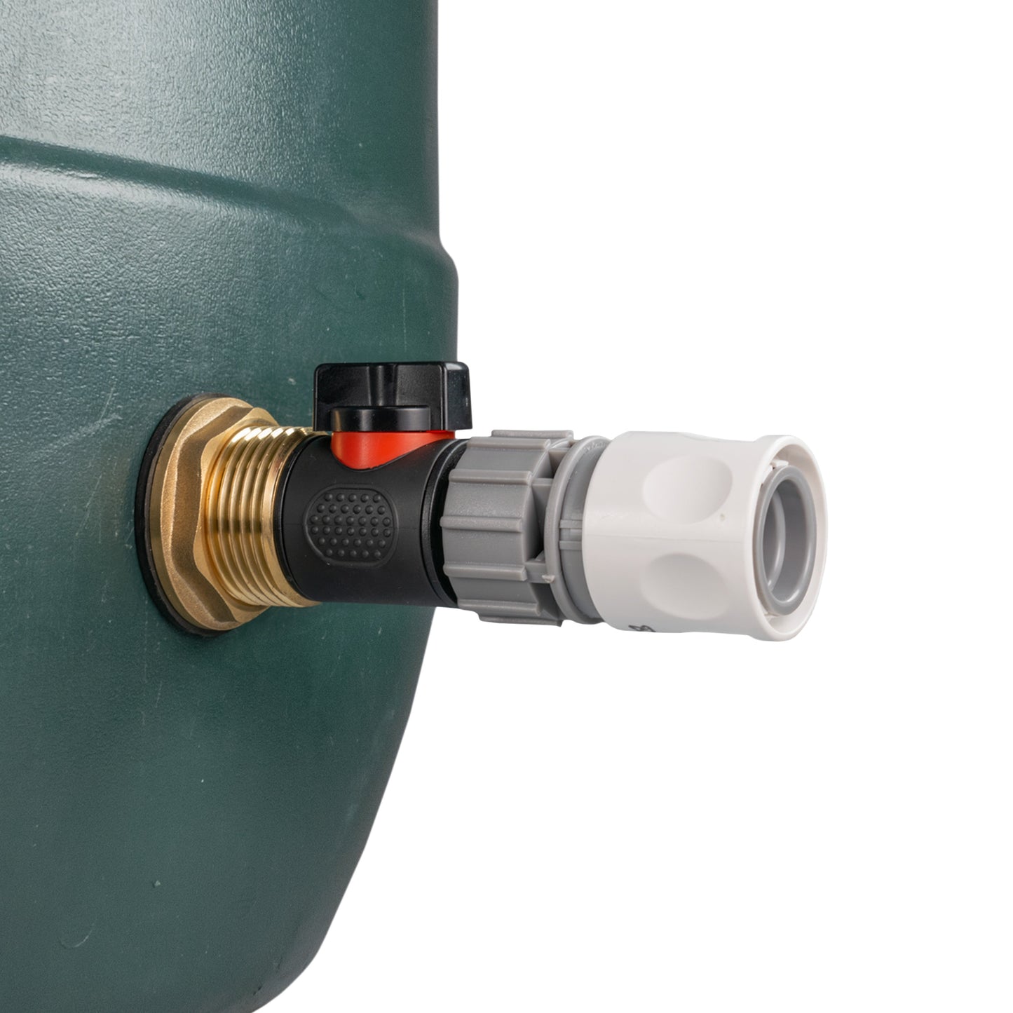 1" Brass Water Butt Fitting Set with In-Line Valve, WL Female Quick Connector & Drill Bit