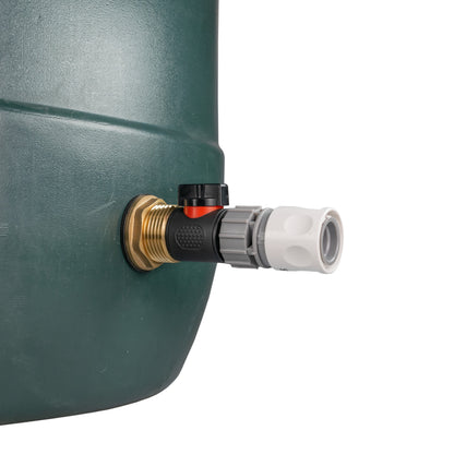 1" Brass Water Butt Fitting Set with In-Line Valve, WL Female Quick Connector & Drill Bit