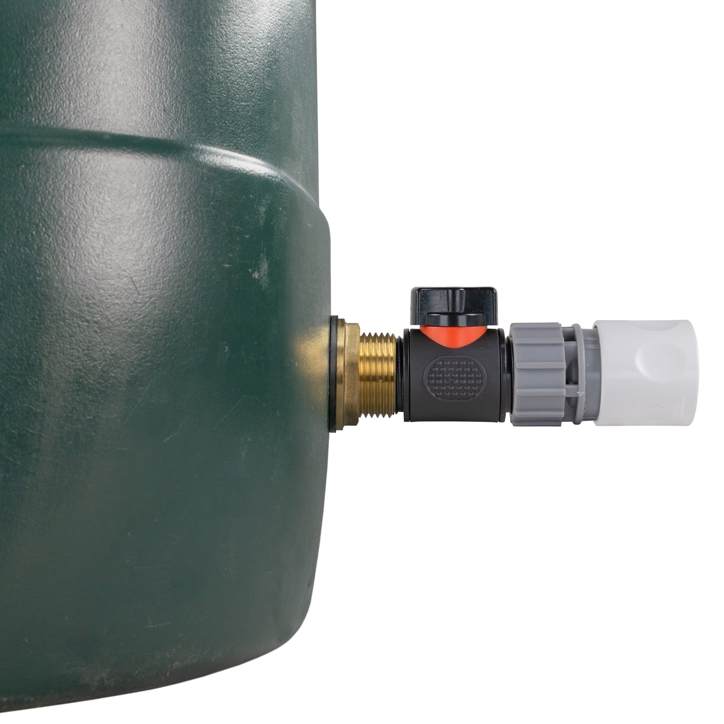 1" Brass Water Butt Fitting Set with In-Line Valve, WL Female Quick Connector & Drill Bit