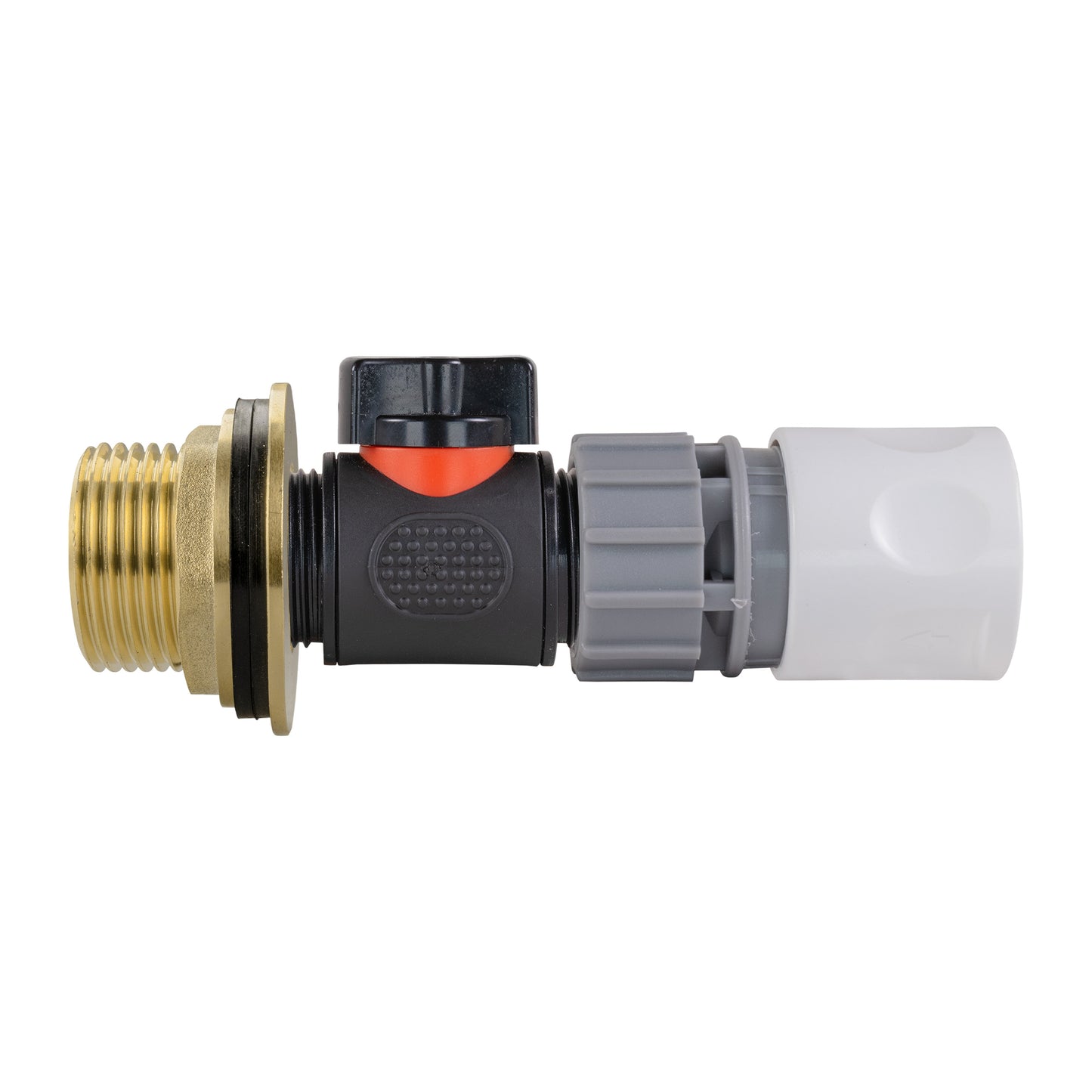 1" Brass Water Butt Fitting Set with In-Line Valve, WL Female Quick Connector & Drill Bit