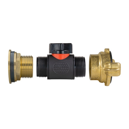1" Brass Water Butt Set Including Inline Valve & Geka Connector