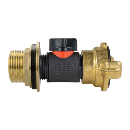1" Brass Water Butt Set Including Inline Valve & Geka Connector